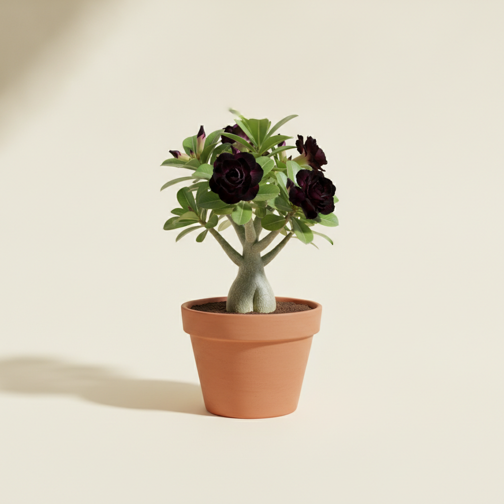 Woestijnroos — Adenium obesum 'Black Desert Rose' (illustratie)