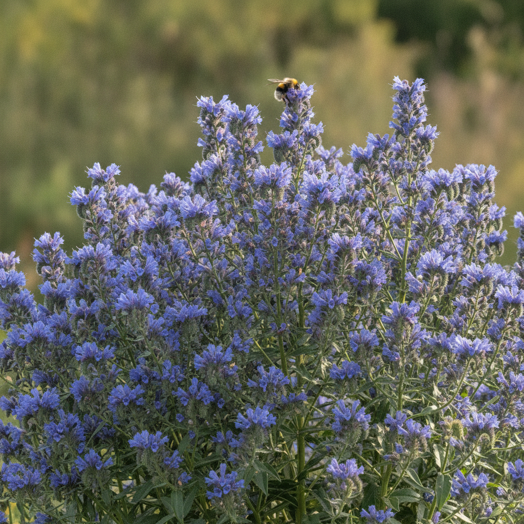 Slangenkruid — Echium vulgare met hommel (illustratie)