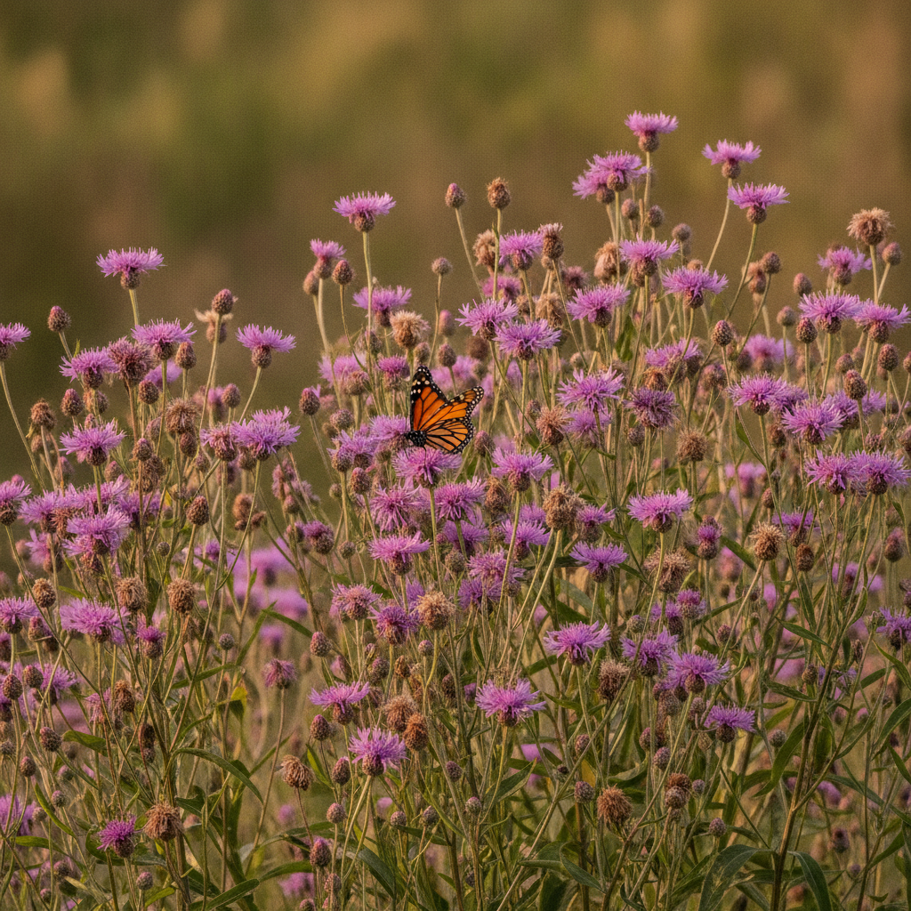 Knoopkruid — Centaurea jacea met dagvlinder (illustratie)