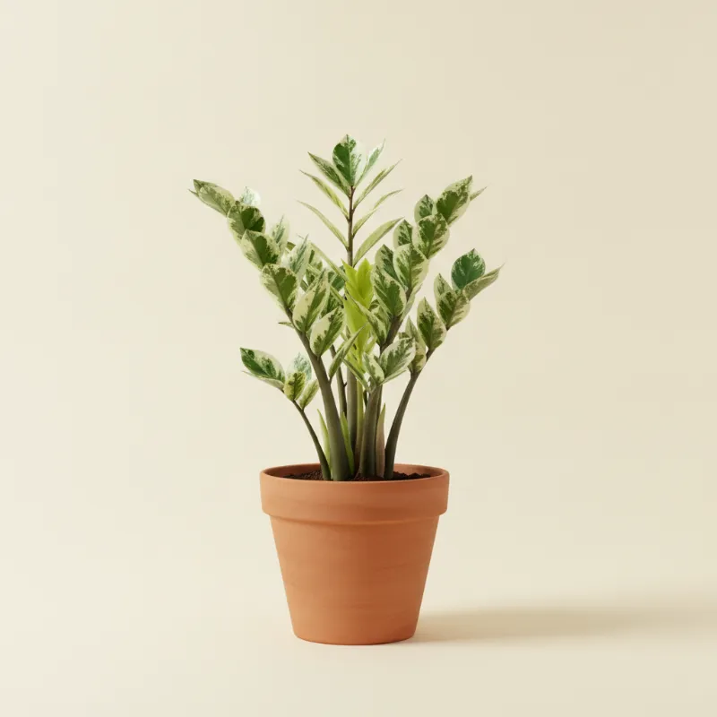 ZZ-plant — Zamioculcas zamiifolia 'Variegata' (illustratie)