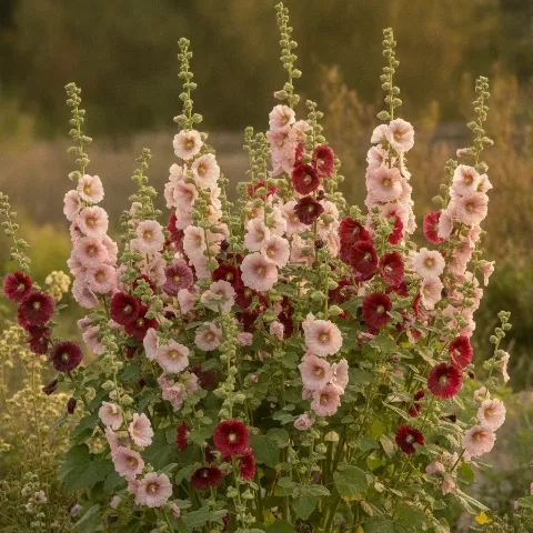 Stokroos — Alcea rosea (illustratie)