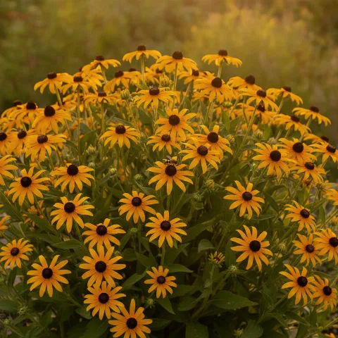 Rudbeckia — Rudbeckia fulgida met zweefvlieg (illustratie)