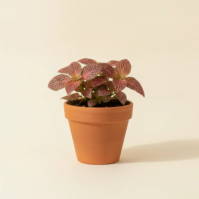 Mozaïekplant — Fittonia 'Pink Forest Flame' (illustratie)