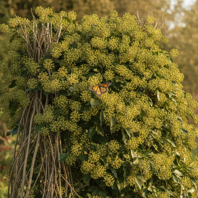 Klimop — Hedera helix met dagvlinder (illustratie)